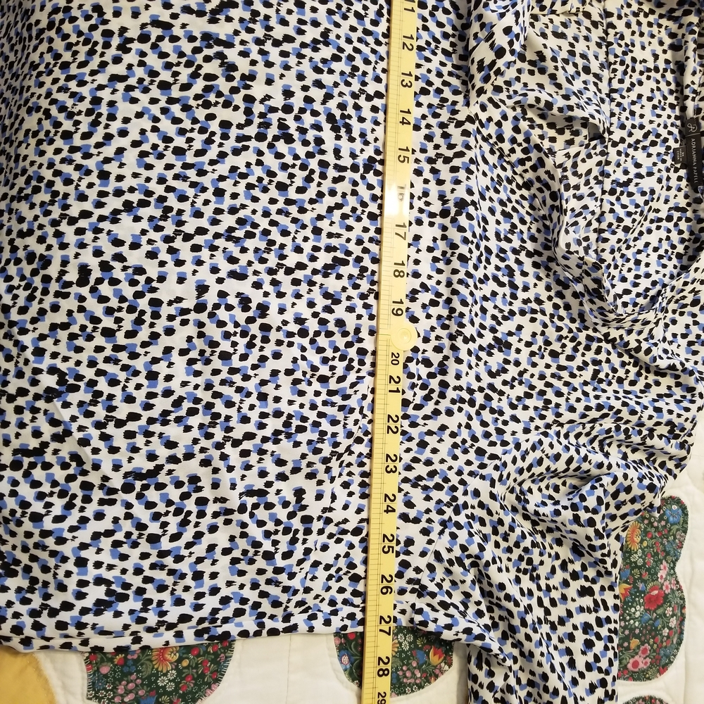 Adrianna Papell V Neck Long Sleeve Size 2X White/Black/Blue Pattern - Picture 4 of 12